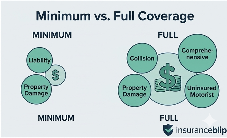 whats difference between minimum and full coverage - insurance blip